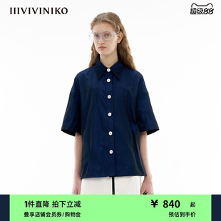 襯衫 女 塔夫綢寬松氣質短袖 新款 孫悅同款 IIIVIVINIKO夏季