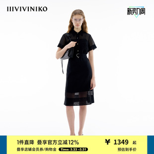全棉欧根纱 式 IIIVIVINIKO夏季 复古系带衬衫 连衣裙女 新款