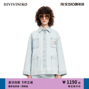 简约牛仔外套女M311301218B IIIVIVINIKO春夏新品 新疆长绒棉