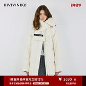 IIIVIVINIKO2025冬新款 可拆卸围巾皮质鹅绒羽绒服女M539129162B
