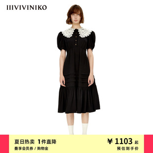 连衣裙女M230611163A 蕾丝花边领长款 新品 IIIVIVINIKO夏季