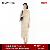 IIIVIVINIKO夏季 重工压褶 泡泡纱直筒连衣裙女R420688176D