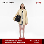 IIIVIVINIKO 进口90S澳毛 双面呢廓形拉链大衣女M349013166D