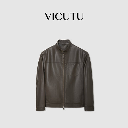 VICUTU威可多男士牛皮革皮衣