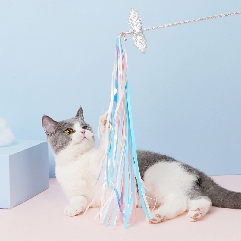 zeze仙女羽毛长竿带铃铛逗猫棒