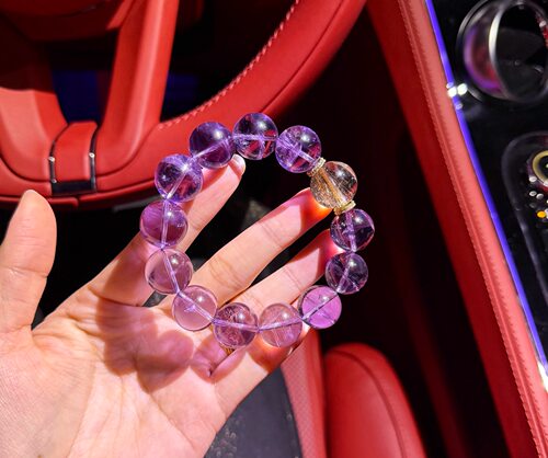 天然原矿玻利维亚紫水晶直径约16mm，发晶直径17mm