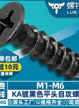 KA十字平头自攻螺丝镀黑色自攻丝沉头小螺丝自攻钉螺丝钉M2.5M3M4