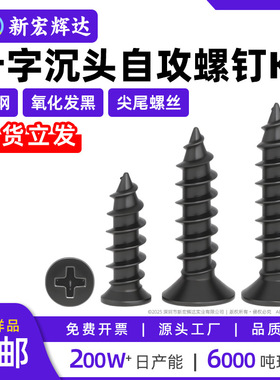 碳钢铁黑色KA十字槽沉头自攻螺丝平头自攻加长螺钉m1m1.2m2m3.5m6