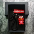 Red Sesame Street + Tungsten Steel Leather Rope + Keychain