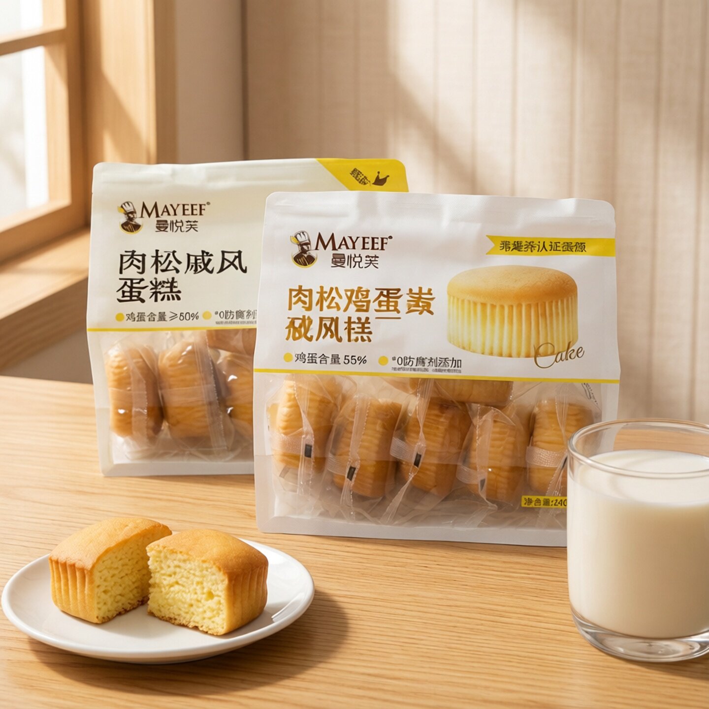 曼悦芙土鸡蛋蛋糕240g肉松戚风蛋糕轻食营养早餐食品包邮
