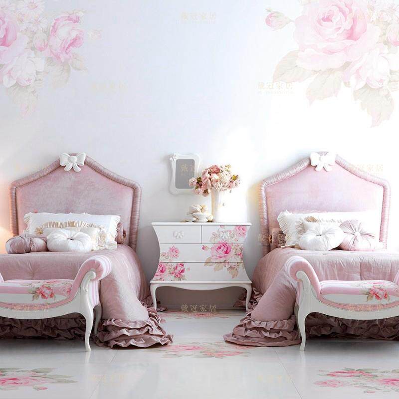 2026新款女孩床 粉色公主床 蝴蝶结女童床儿童房单人床 双胞胎床