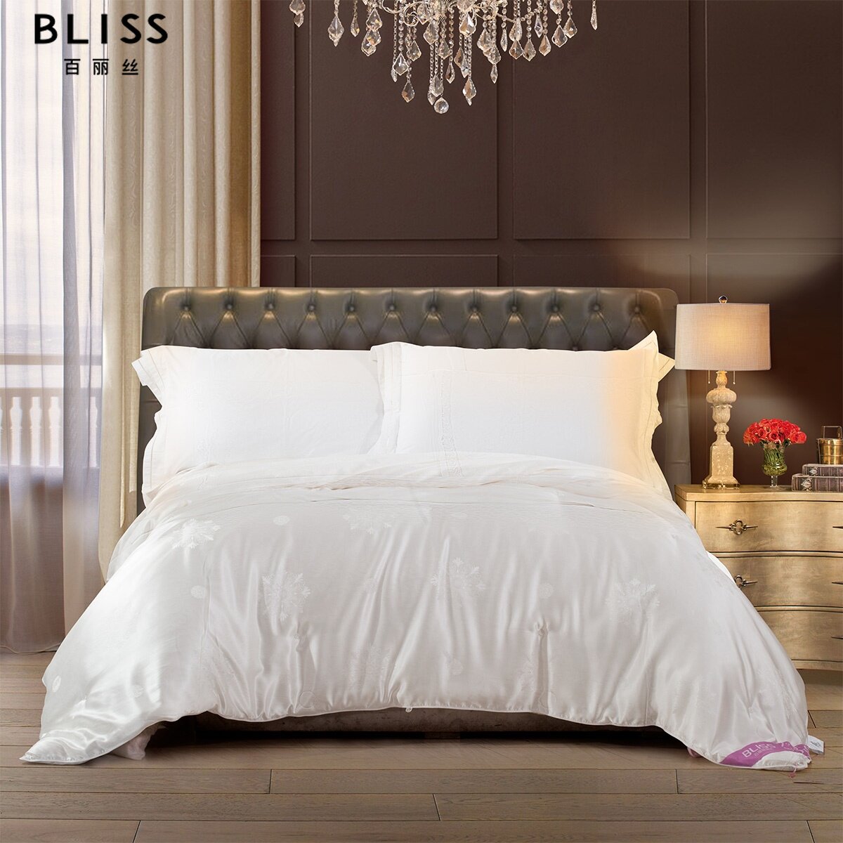 百丽丝100%桑蚕丝被子家用床上用品柔软细腻亲肤桑蚕丝被