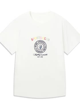 李宁短袖文化衫2026夏季新款女子运动潮流系列宽松运动T恤AHSW610