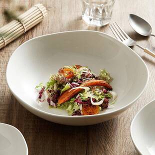 德化碗盘家用2026新款高档会所酒店餐厅波浪沙拉碗陶瓷日式汤面碗