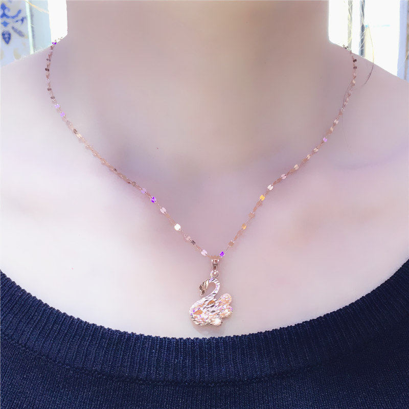 14K玫瑰金AU585时尚简约经典流行小众款一体套链送女友