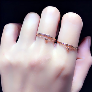 585 金14K玫瑰金真金女士戒指正品14K彩金气质经典爆款