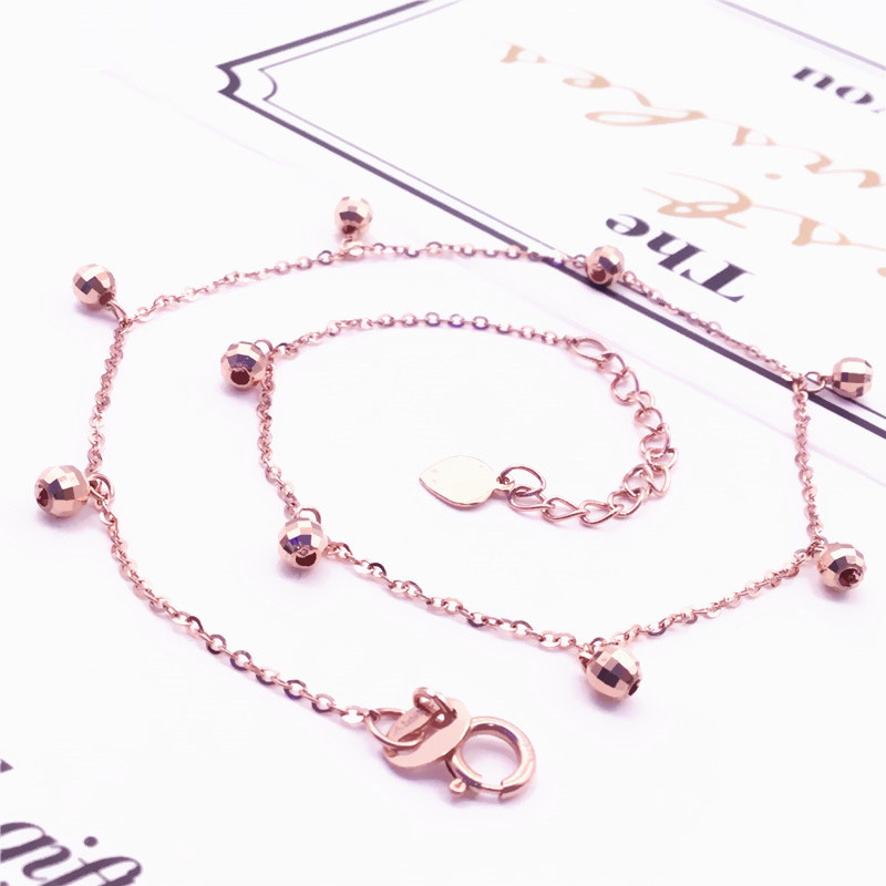 AU585  14K 玫瑰金韩版个性流行个性简约小珠珠网红脚链