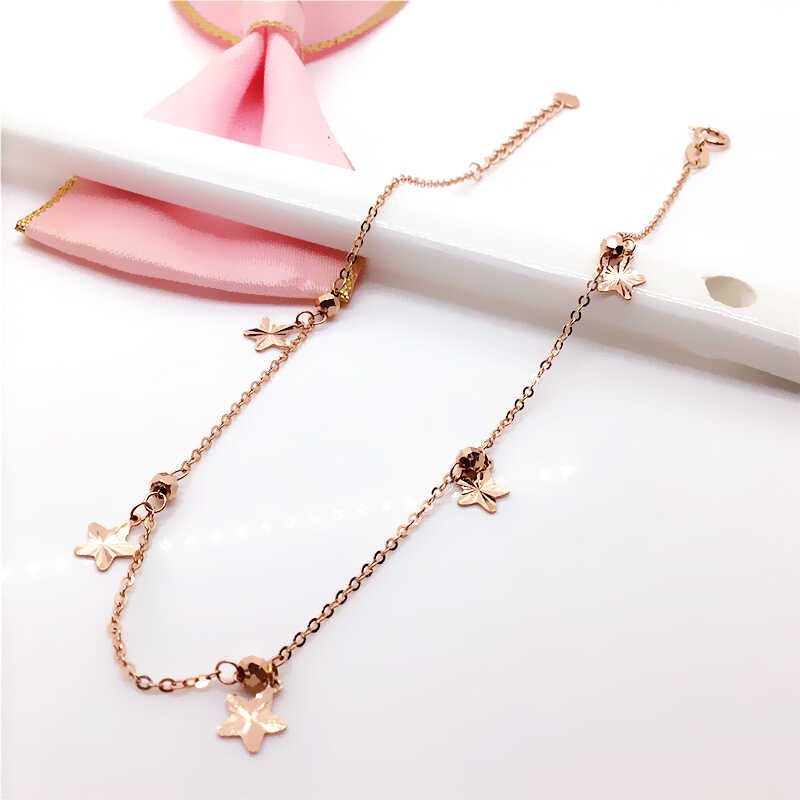 翁氏珠宝流苏五角星脚链14K