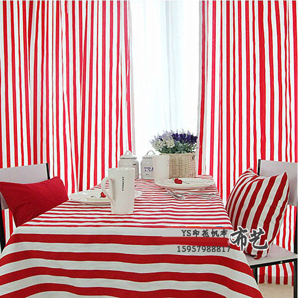 红白条纹甜品台桌布酒吧野餐垫