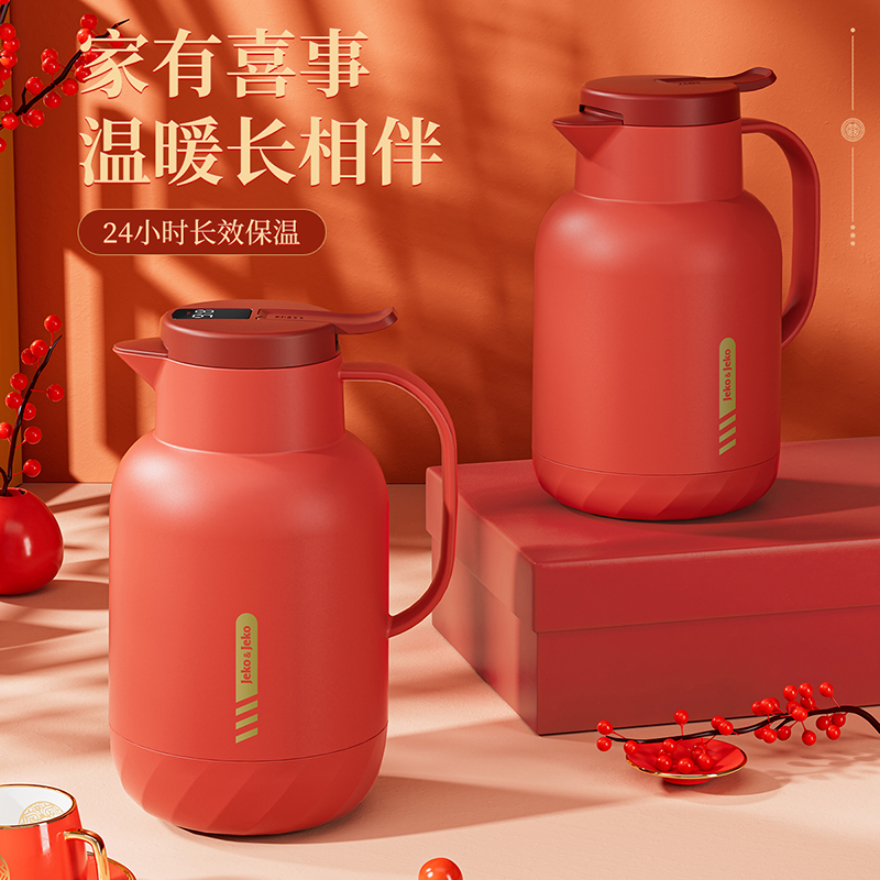 jeko红色保温壶官方旗舰店正品