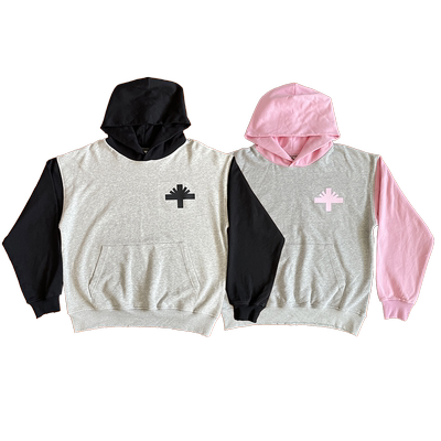 Vertabrae Assembling Hoodie 立体印花拼接磨烂连帽卫衣