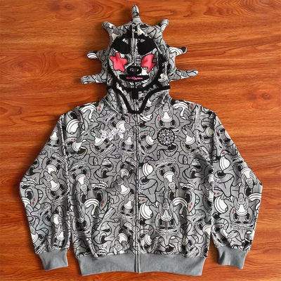 Glo Gang The Glory Full Zip Hoodie饮料卡通印花刺绣拉链卫衣