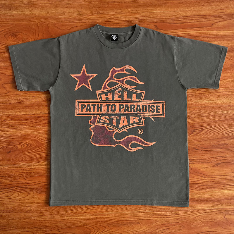 Hellstar Studios t shirt men new Tee 烂点侧脸logo洗水短袖T恤