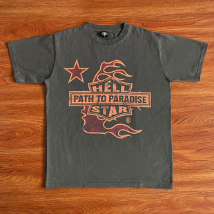 Hellstar Studios t shirt men new Tee 烂点侧脸logo洗水短袖T恤