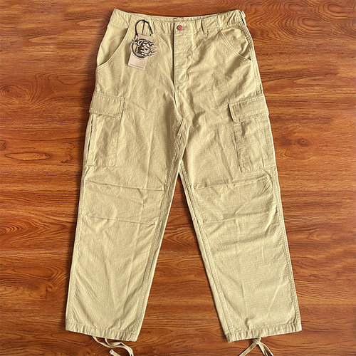 Hellstar Studios Embroidered trousers 卡其色刺绣工装长裤