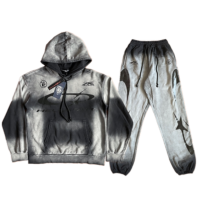 Hellstar Studios Grey Hoodie 洗水男女休闲连帽卫衣长裤套装