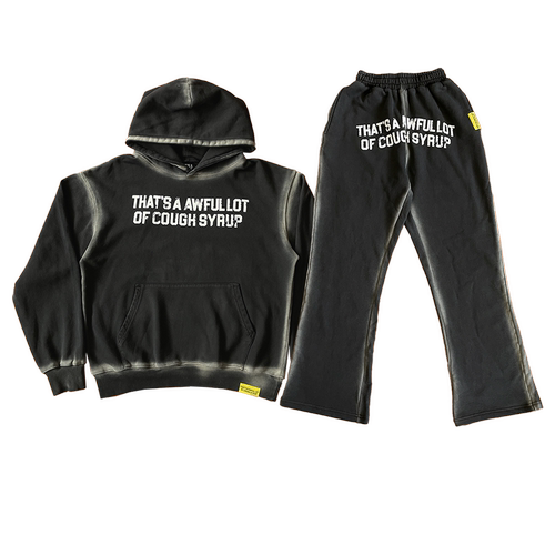 That's A Awful Lot of Cough Syrup字母印花休闲卫衣长裤套装