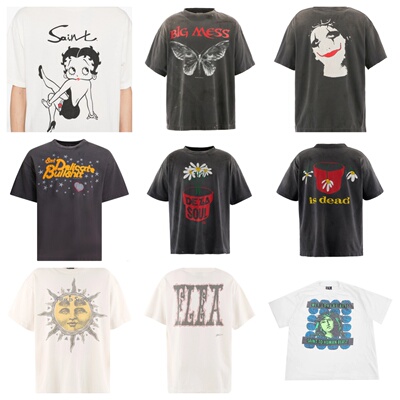 SAINT MICHAEL 大LOGO 设计 复古印花 纯色短袖