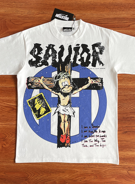 Hellstar Studios创意风格卡通十字架印花纯棉短袖T恤