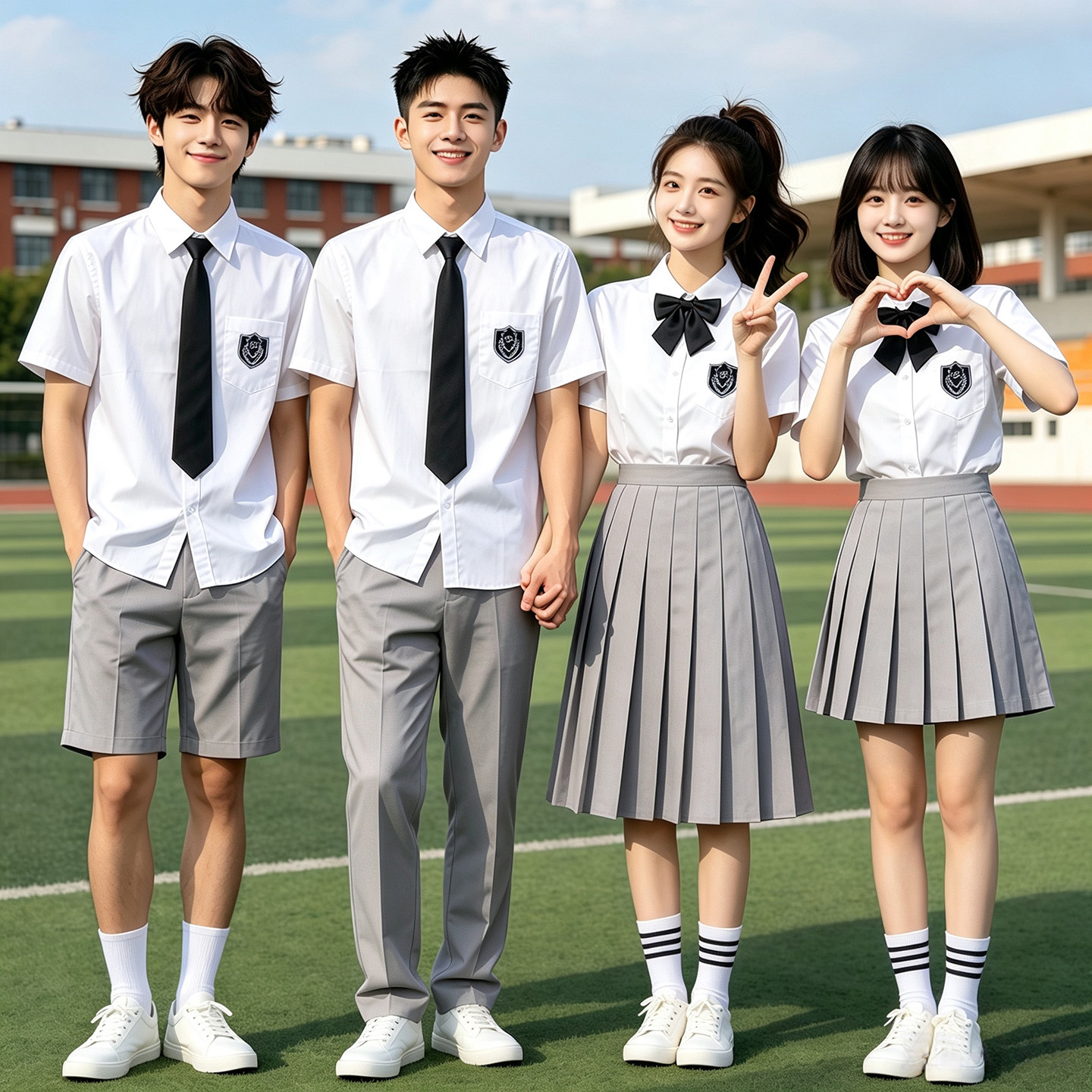 初中学生诗歌朗诵合唱演出服装高中毕业班服集体演讲比赛男女套装 - 实物图