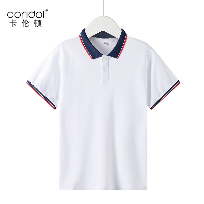 华美中学生校服上衣育才外国语学院风翻领短袖t恤衫男女班服定制