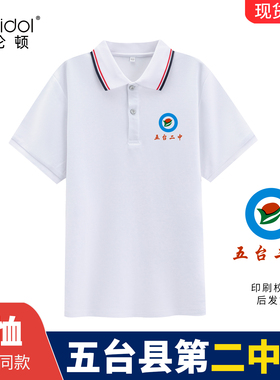 山西省忻州市五台县第二中学五台二中夏季Polo衫校服短袖白红蓝杠