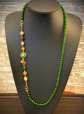 Doro朵兰の「一款多戴」国风设计感复古精致绿色可拆卸女中式项链