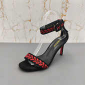 处理真皮35码 时尚 女鞋 断码 露趾细跟欧美风夏季 羊反绒高跟鞋 凉鞋 女