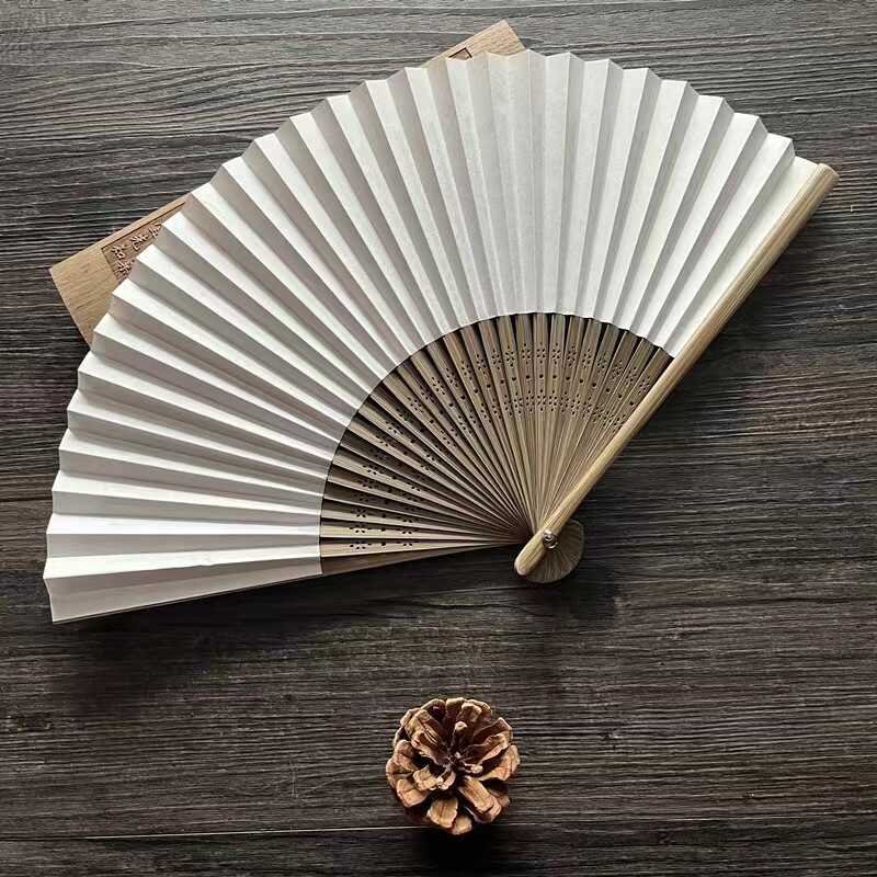 双面半生熟空白宣纸折扇绘画书法写字毛笔字国画折叠扇子可作画