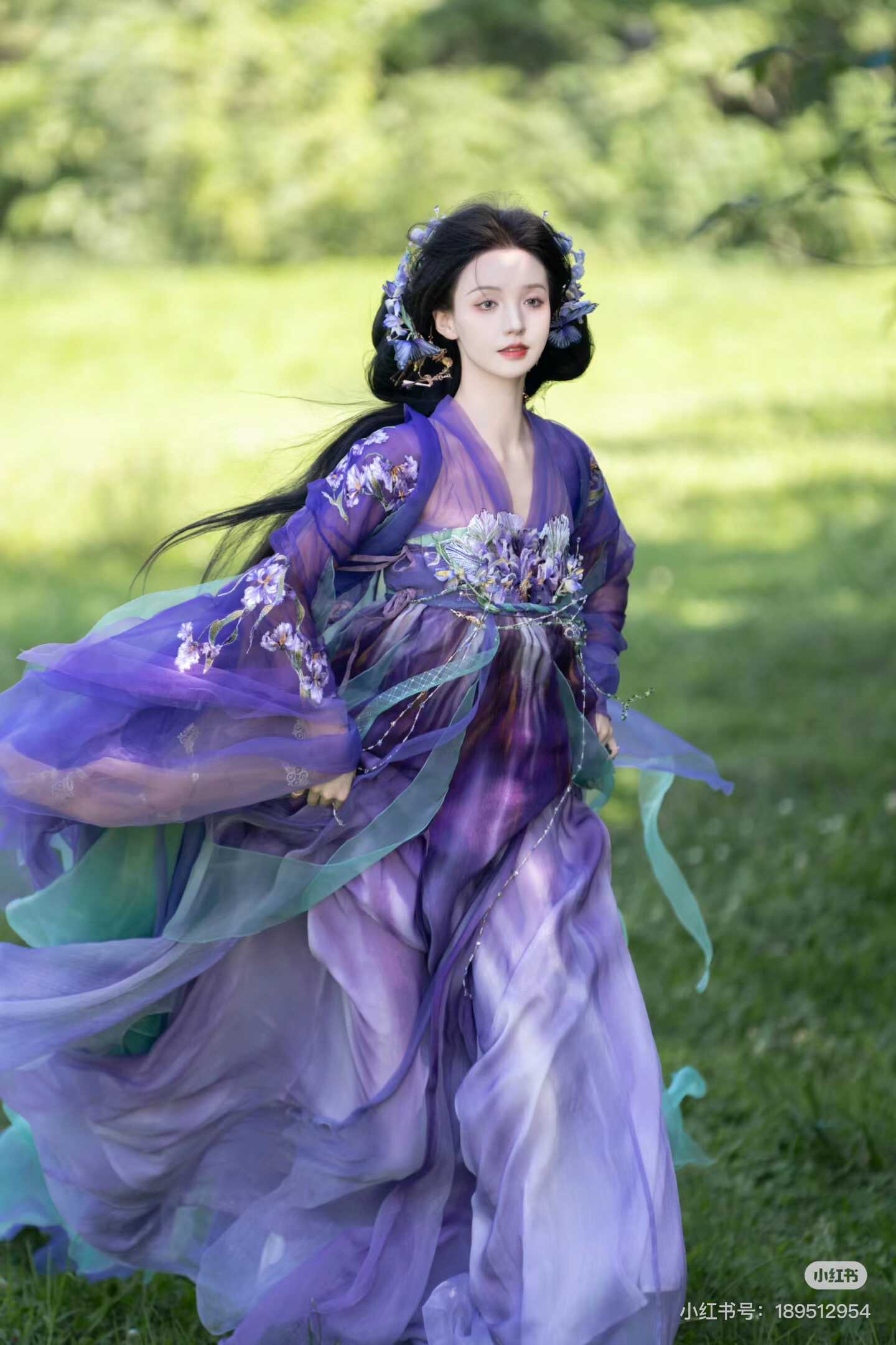 定金征集！游园惊梦鸢尾花紫色汉服子颂诃子裙大袖衫