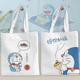 兒童收納袋哆啦a夢帆布包ins叮當(dāng)貓藍(lán)胖子卡通學(xué)生上課書包袋
