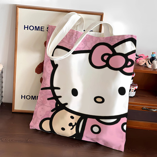 粉色HelloKitty新帆布单肩包通勤上班袋学生补习考试资料文件袋