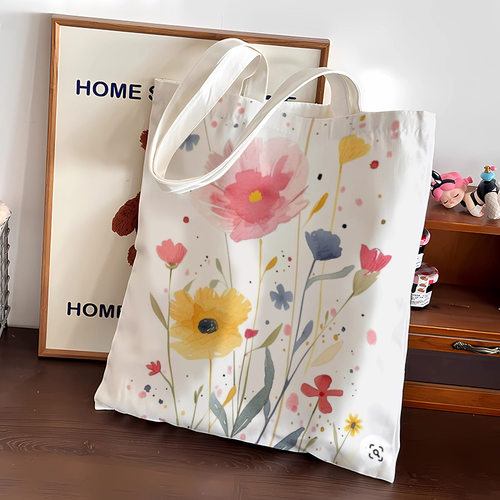 帆布袋设计感夏季新的款包包简约仙女花朵蕾丝单肩包手提包 袋文