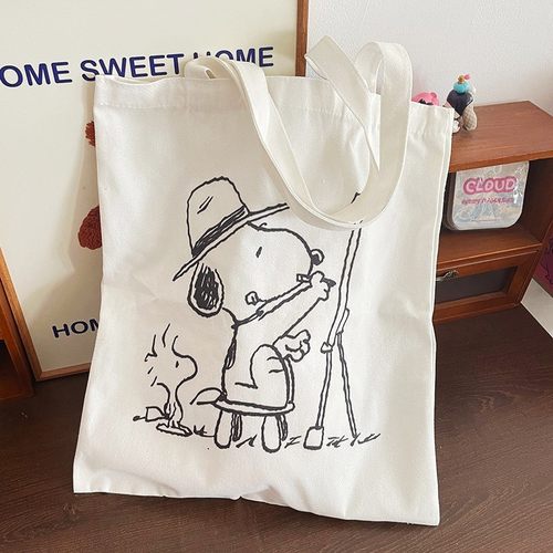 帕恰狗帆布包女可爱学生大容量补习上课装书手提袋单肩包拉链书包