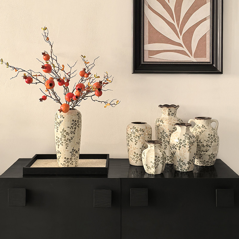 复古繁花陶瓷花瓶摆件