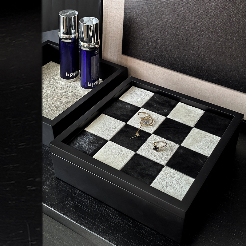 態生活木質棋盤格多層玄關收納盒