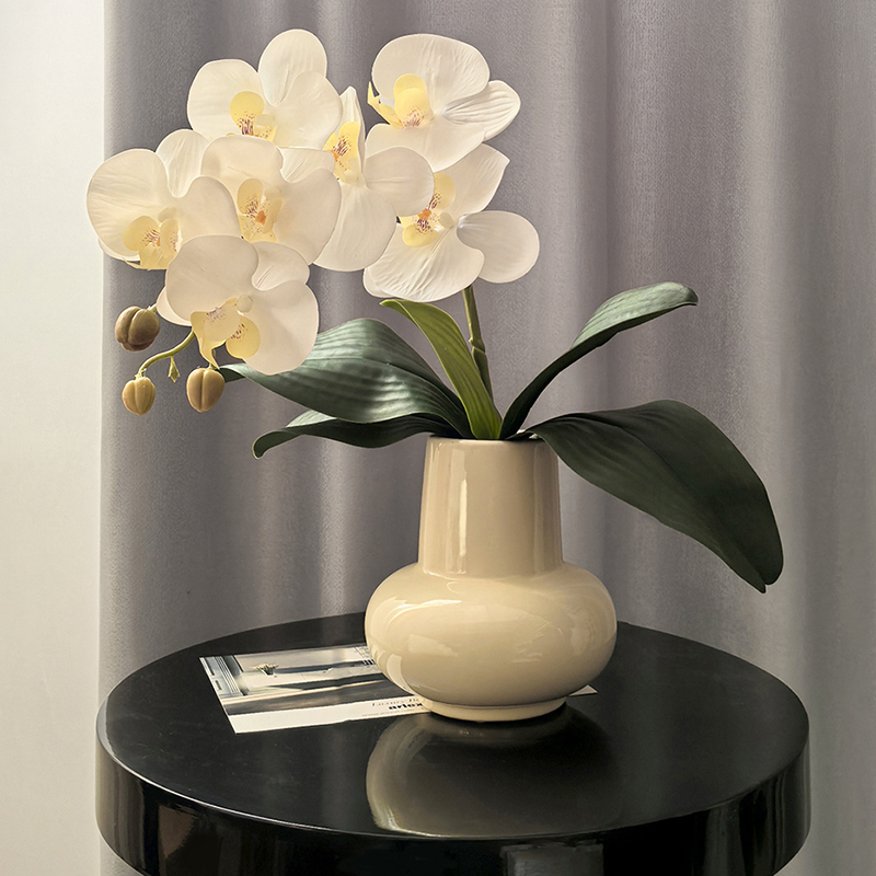 态生活 ins轻奢风家居餐桌花艺客厅餐厅仿真花保湿蝴蝶兰陶瓷花瓶
