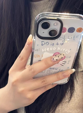 ins风可爱kitty猫手机壳适用于苹果15透明iPhone14Promax卡通13高级感12软11趣味8p保护壳7少女xs小众xr