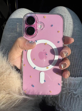 新款简约彩点高品质亚克力苹果16promax手机壳透明iPhone11/12/13保护套17pro创意15promax可爱16pro磁吸防摔