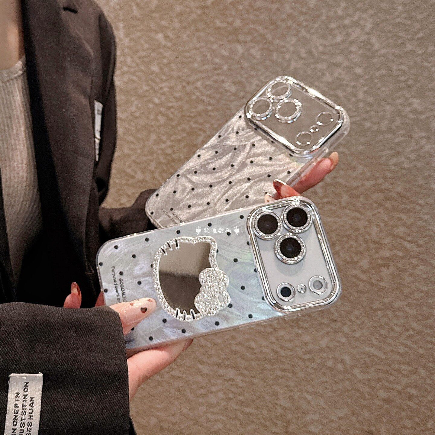 波点羽纱适用步步X300新款手机壳vivoY500女创意卡通镜子Y52S小众